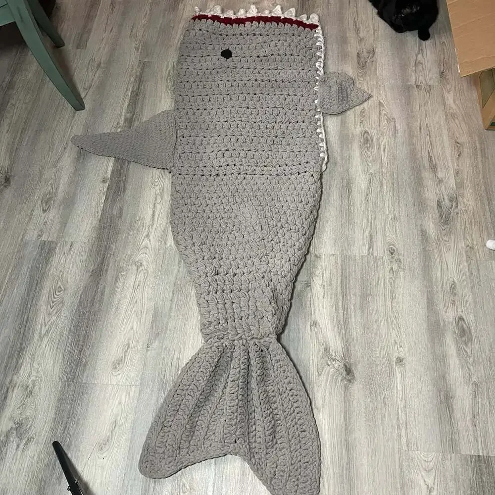 Handmade Crochet Shark Tail Blanket Sleeping Bag